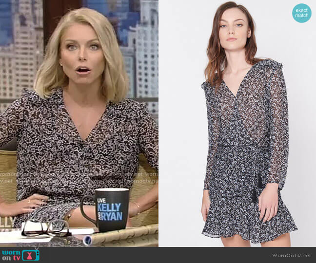 WornOnTV: Kelly’s black printed ruffled mini dress on Live with Kelly ...