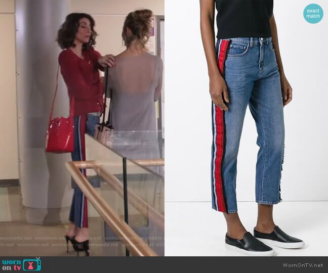 Wornontv Delias Red Tweed Jacket And Striped Denim Jeans On Girlfriends Guide To Divorce