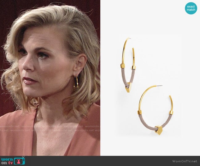 Vince Camuto Summer Warrior Hoop Earrings worn by Phyllis Newman (Gina Tognoni) on The Young and the Restless