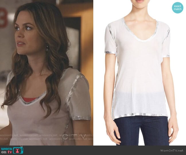 'Tino' Foil Accent Tee by Zadig & Voltaire worn by Samantha Swift (Rachel Bilson) on Take Two