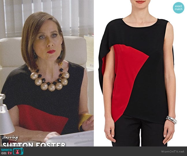 Amale Colorblocked Crepe Blouse by Zero + Maria Cornejo worn by Diana Trout (Miriam Shor) on Younger