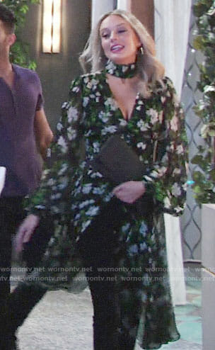 Abby’s floral choker neck dress on The Young and the Restless