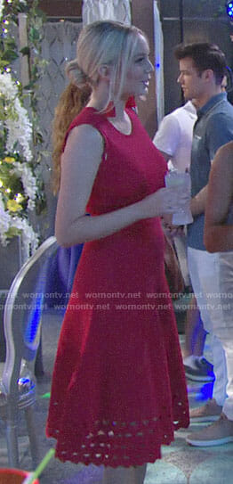 Abby’s red dress with triangle cutouts on The Young and the Restless