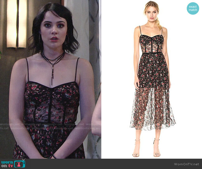 ABS Allen Schwartz Floral Bustier Midi Dress worn by Tessa Porter (Cait Fairbanks) on The Young and the Restless