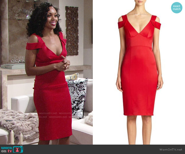 WornOnTV: Hilary’s red cold-shoulder dress on The Young and the ...