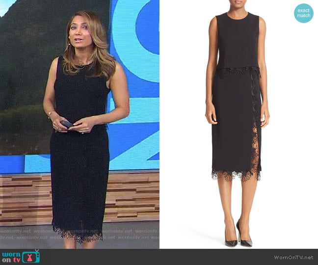 Nikos Lace Trim Top and Holland Floral Trim Skirt by ALC worn by Ginger Zee on Good Morning America