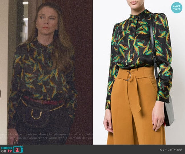 Leaves Print Fitted Shirt by ALC worn by Liza Miller (Sutton Foster) on Younger