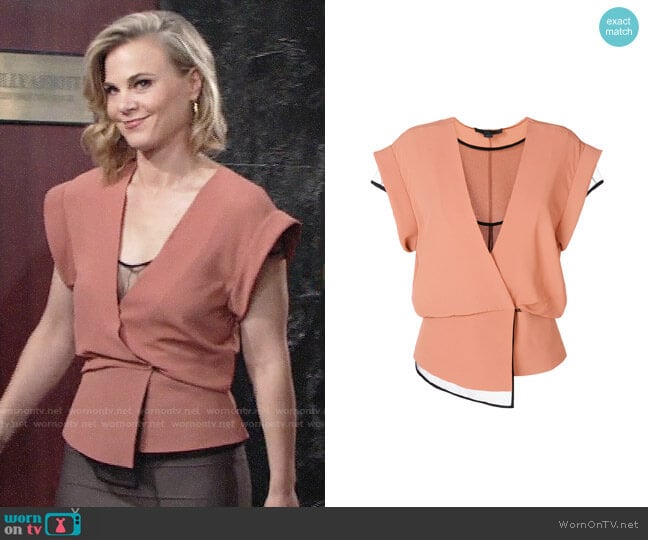 Alexander Wang Layered Wrap Top worn by Phyllis Newman (Gina Tognoni) on The Young and the Restless