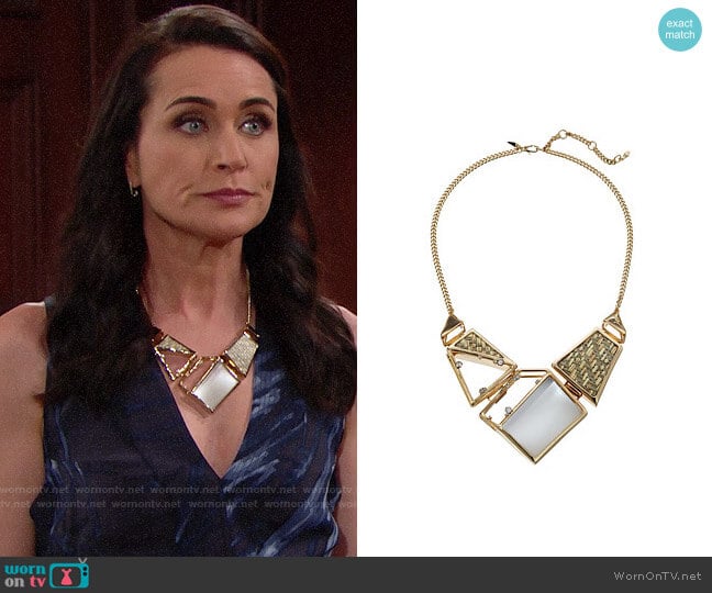 Alexis Bittar Geometric Raffia Bib Necklace worn by Quinn Fuller (Rena Sofer) on The Bold and the Beautiful