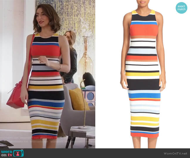 Jenner Stripe Knit Midi Dress by Alice + Olivia worn by Delia (Necar Zadegan) on Girlfriends Guide to Divorce