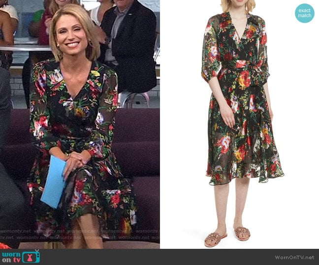 Abney Floral Wrap Shirtdress by Alice + Olivia worn by Amy Robach on Good Morning America