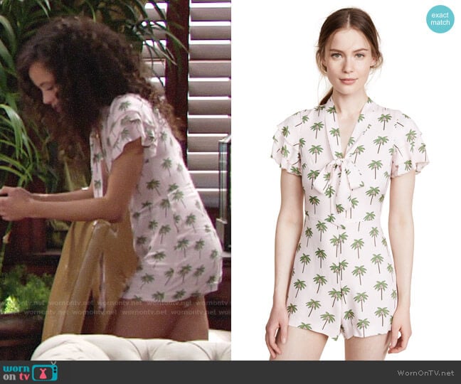 Alice + Olivia Macall Romper worn by Mattie Ashby (Lexie Stevenson) on The Young and the Restless