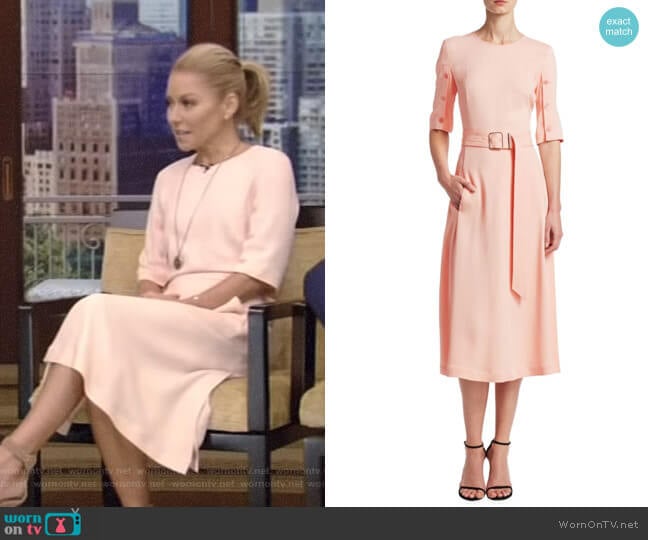 Elena A-Line Belted Dress by Altuzarra worn by Kelly Ripa on Live with Kelly and Mark