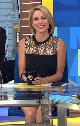 Amy’s black floral embroidered dress on Good Morning America