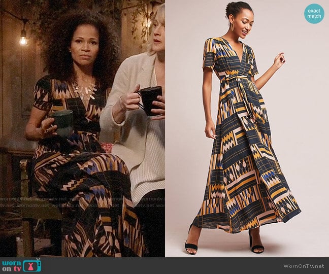 Anthropologie The Odells Macie Wrap Maxi Dress worn by Lena Adams Foster (Sherri Saum) on The Fosters