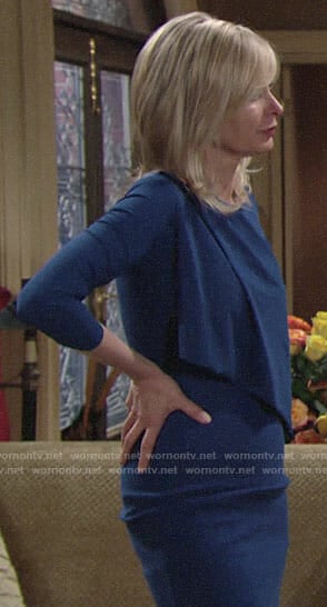 Ashley’s blue front overlay dress on The Young and the Restless