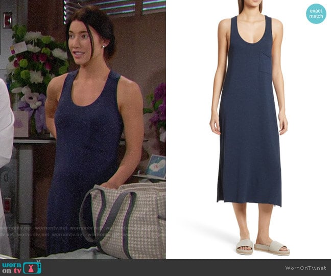 ATM Anthony Thomas Melillo Pocket Midi Dress worn by Steffy Forrester (Jacqueline MacInnes Wood) on The Bold and the Beautiful