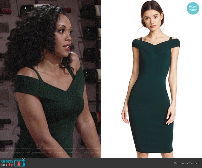 WornOnTV: Hilary’s green off-shoulder dress on The Young and the ...