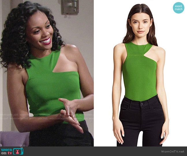 Bailey 44 Calla Lily Top worn by Hilary Curtis (Mishael Morgan) on The Young and the Restless