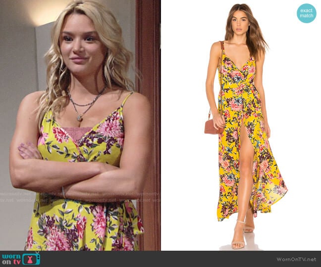 Band of Gypsies Chrysanthemum Wrap Front Dress worn by Summer Newman (Hunter King) on The Young and the Restless