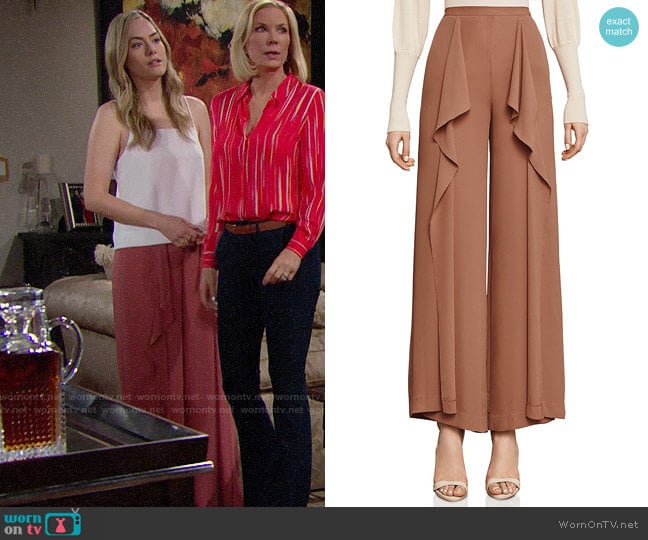 Bcbgmaxazria Jackee Ruffled Pants worn by Hope Logan (Annika Noelle) on The Bold and the Beautiful