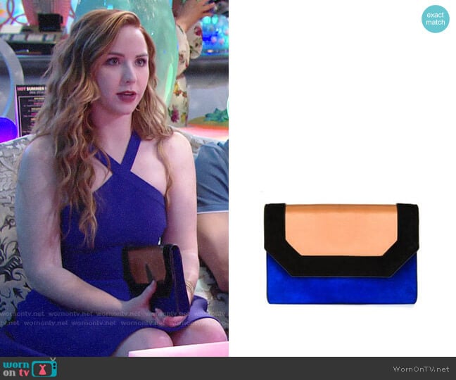 Bcbgmaxazria Piper Metallic Clutch worn by Mariah Copeland (Camryn Grimes) on The Young and the Restless