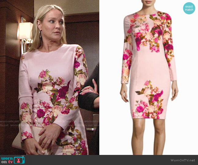 Black Halo Lively Dress in Rosabella worn by Sharon Newman (Sharon Case) on The Young and the Restless