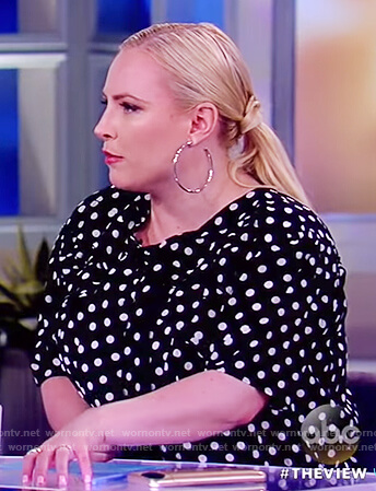 Meghan’s black polka dot bow top on The View