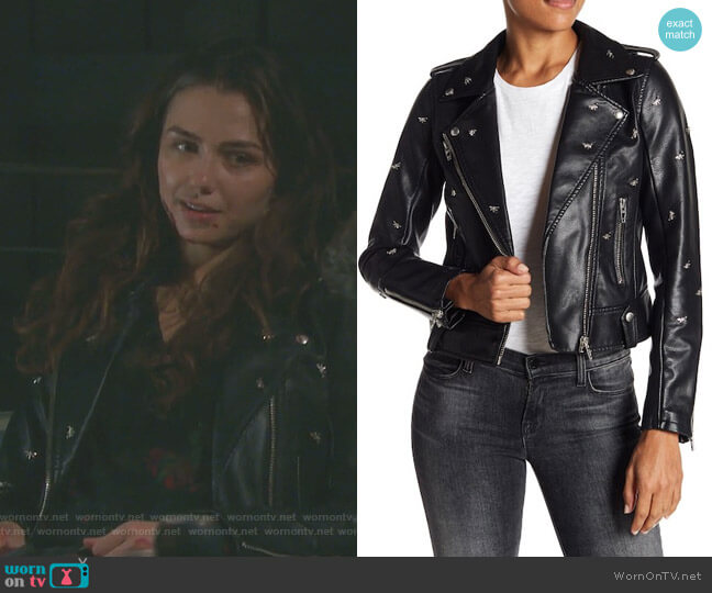 WornOnTV: Ciara’s black floral print top and dragonfly moto jacket on ...