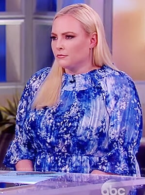 Meghan's blue print tie waist dress on The View