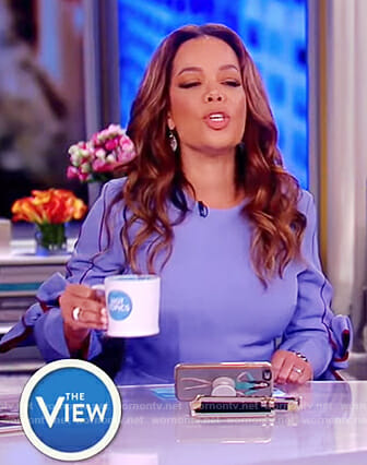 Sunny’s blue bow sleeve dress on The View