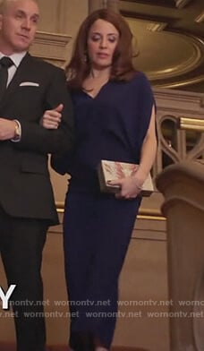 Jo's navy slit sleeve maxi dress on Girlfriends Guide to Divorce