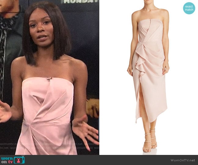 No Less Strapless Midi Dress by C/MEO Collective worn by Zuri Hall on E! News