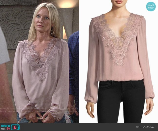 Cami NYC Allanha Blouse worn by Sharon Newman (Sharon Case) on The Young and the Restless