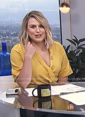 Carissa’s yellow wrap blouse on E! News Daily Pop