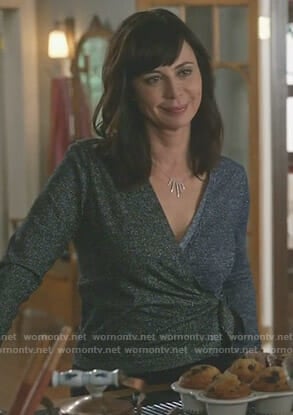 Cassie's lurex wrap top on Good Witch