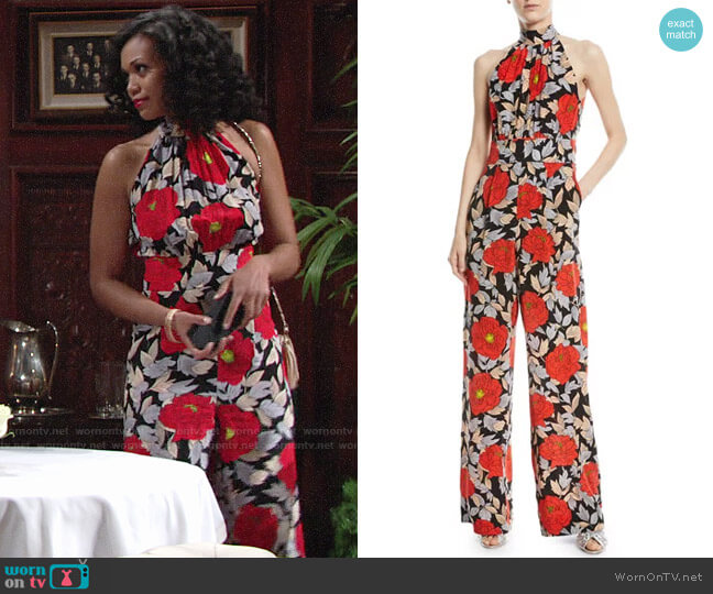 dvf floral jumpsuit