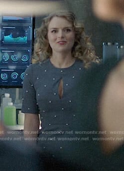 Eve's grey pearl studded dress on Supergirl