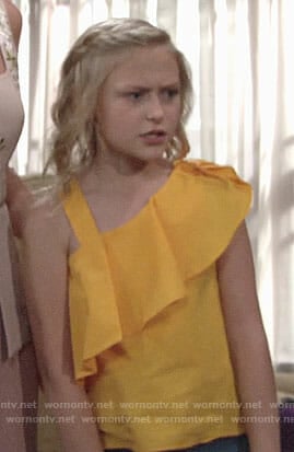 Faith’s yellow ruffled top on The Young and the Restless