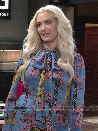 Farrah’s floral and tiger print blouse on The Young and the Restless