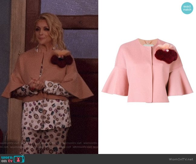 Fur Applique Jacket by Fendi worn by Jacqueline Voorhees (Jane Krakowski) on Unbreakable Kimmy Schmidt