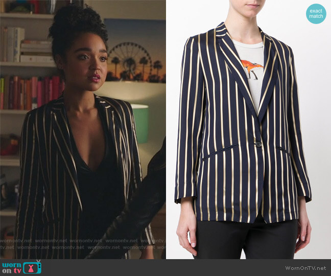 Woven Stripe Blazer by Forte Forte worn by Kat Edison (Aisha Dee) on The Bold Type