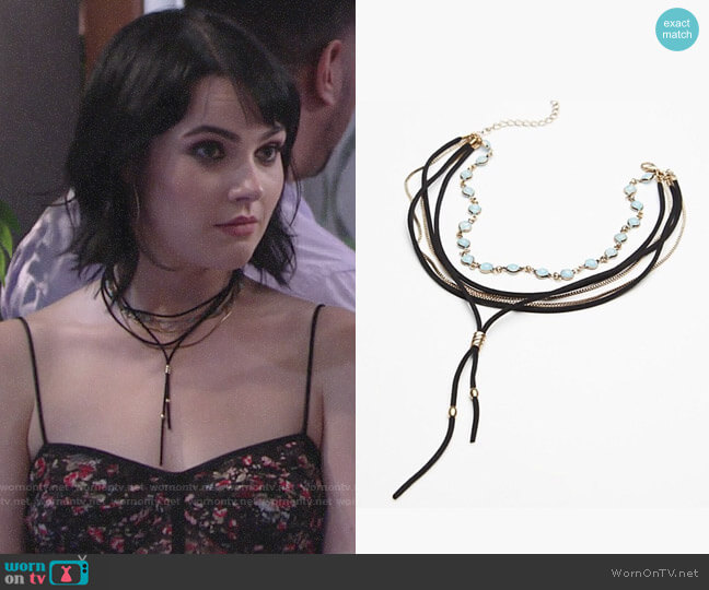 Free People Leather Bolo Necklace worn by Tessa Porter (Cait Fairbanks) on The Young & the Restless