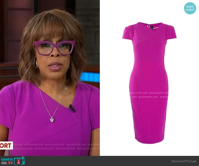 Fuchsia Ranby Cap Sleeve Dress by Roland Mouret worn by Gayle King on CBS Mornings