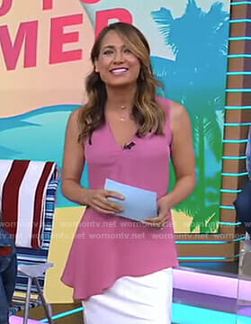 Ginger’s pink draped sleeveless top on Good Morning America