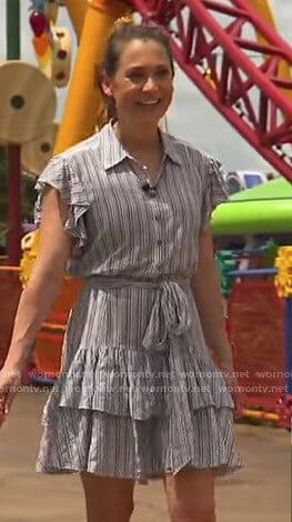 Ginger’s striped ruffled shirtdress on Good Morning America