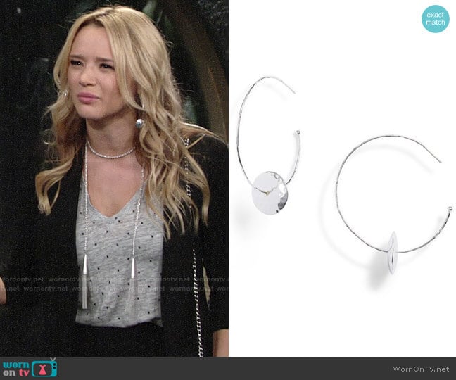 Gorjana Marlow Hoop Earrings worn by Summer Newman (Hunter King) on The Young and the Restless