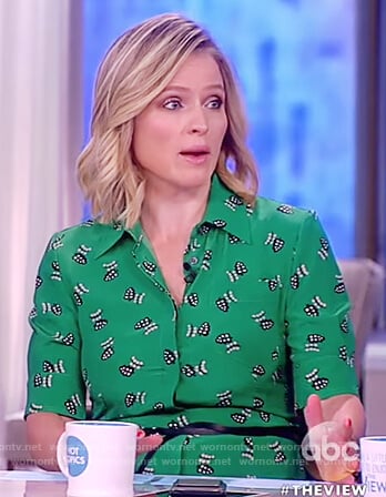 Sara's green belted print shirtdress on The View