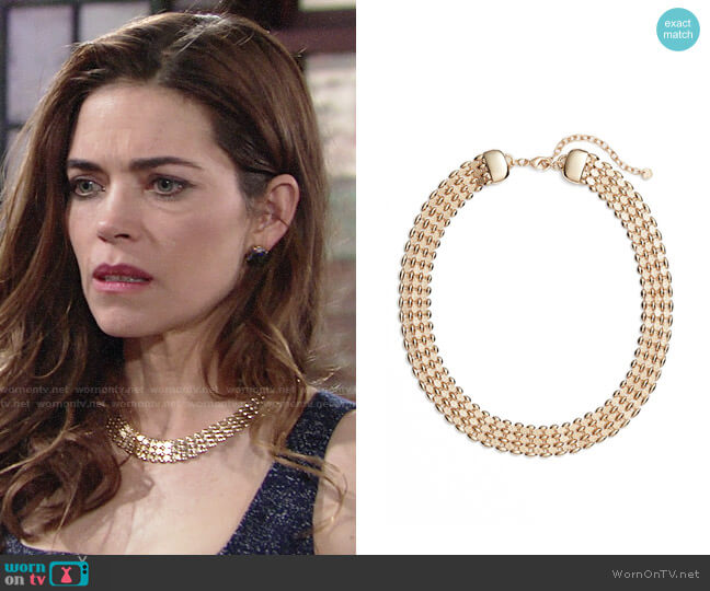 Halogen Glimmer Chain Collar worn by Victoria Newman (Amelia Heinle) on The Young and the Restless