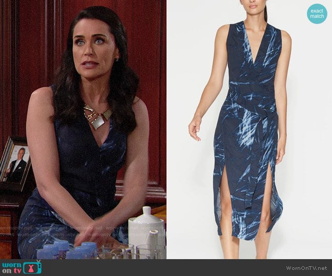 Halston Heritage Printed Double-Slit Dress worn by Quinn Fuller (Rena Sofer) on The Bold and the Beautiful